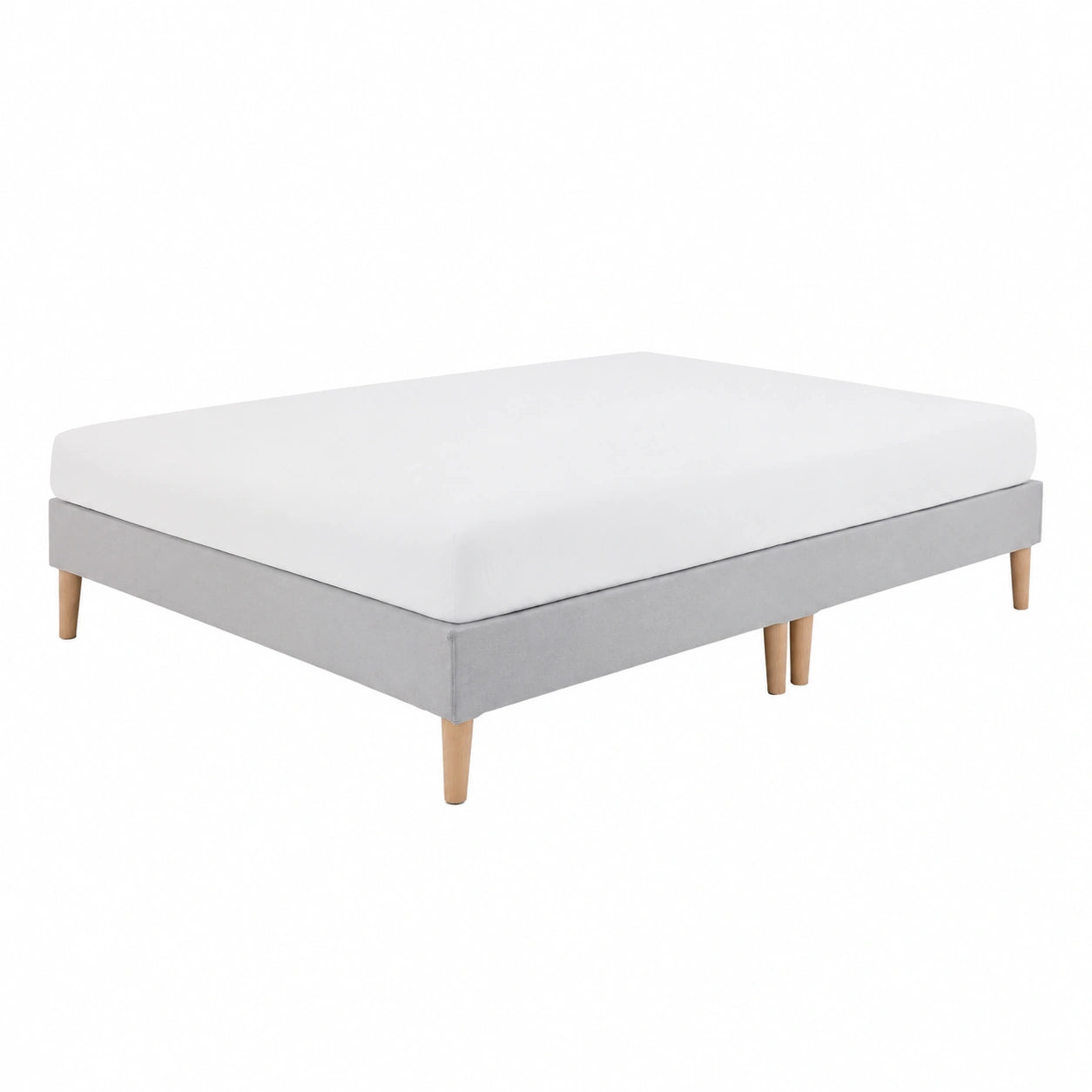 Lit, avec sommier, en tissu, 1 place, 180 x 200 cm, coloris gris, pour la chambre