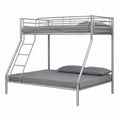 Lit gain de place, avec sommier, en métal, 3 places, 140 x 190 cm, coloris gris, pour la chambre