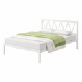 Lit, avec rangement, avec sommier, en métal, coloris blanc, 140 x 190 cm, pour la chambre