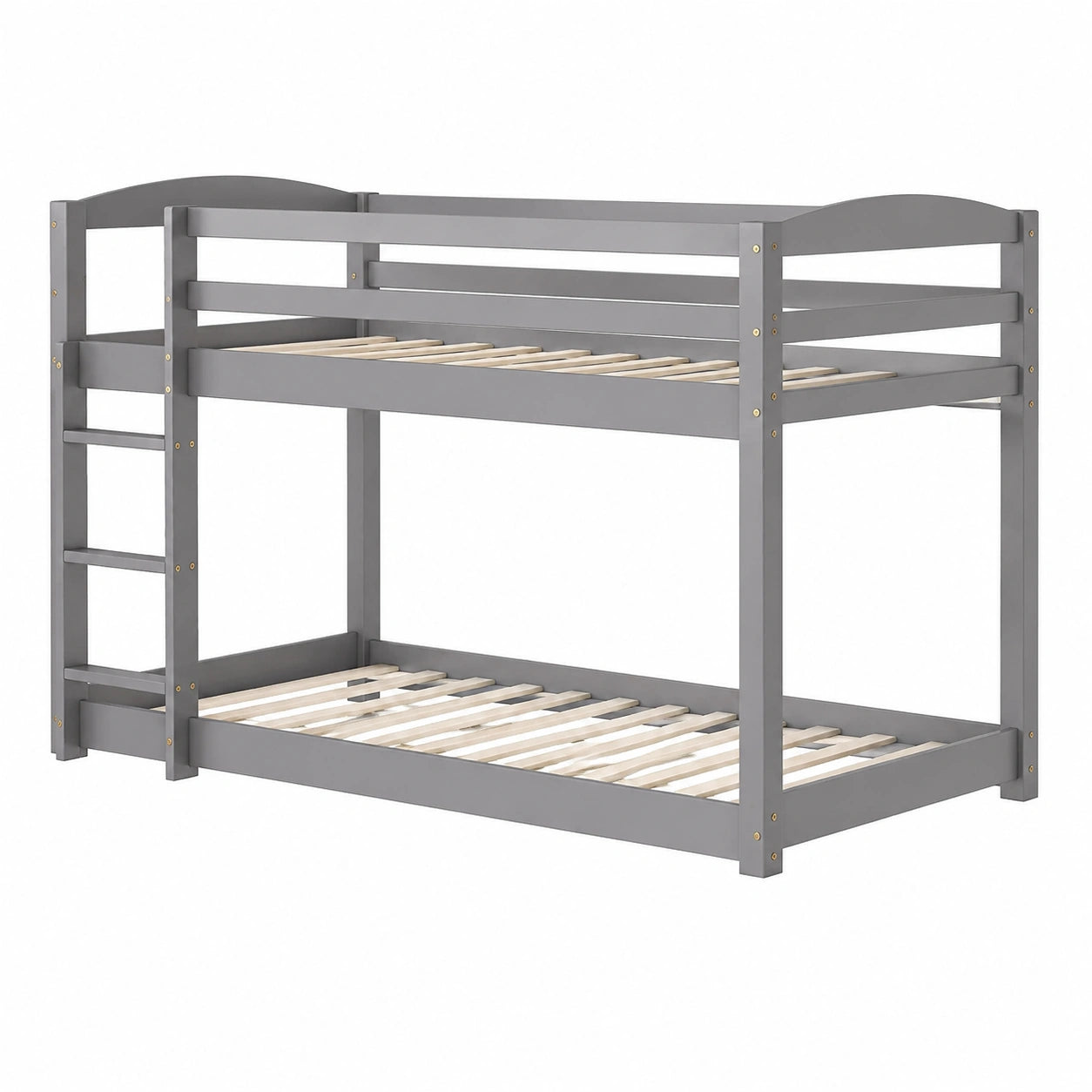 Lit gain de place, avec barrière, avec sommier, 90 x 200 cm, coloris gris, pour la chambre