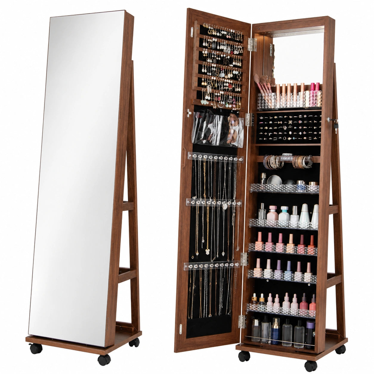 Armoire, réglable, avec étagères, avec éclairage LED, 40 x 38 x 163 cm, pour la chambre