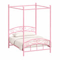 Lit, en acier, coloris rose, 90 x 190 cm, pour la chambre