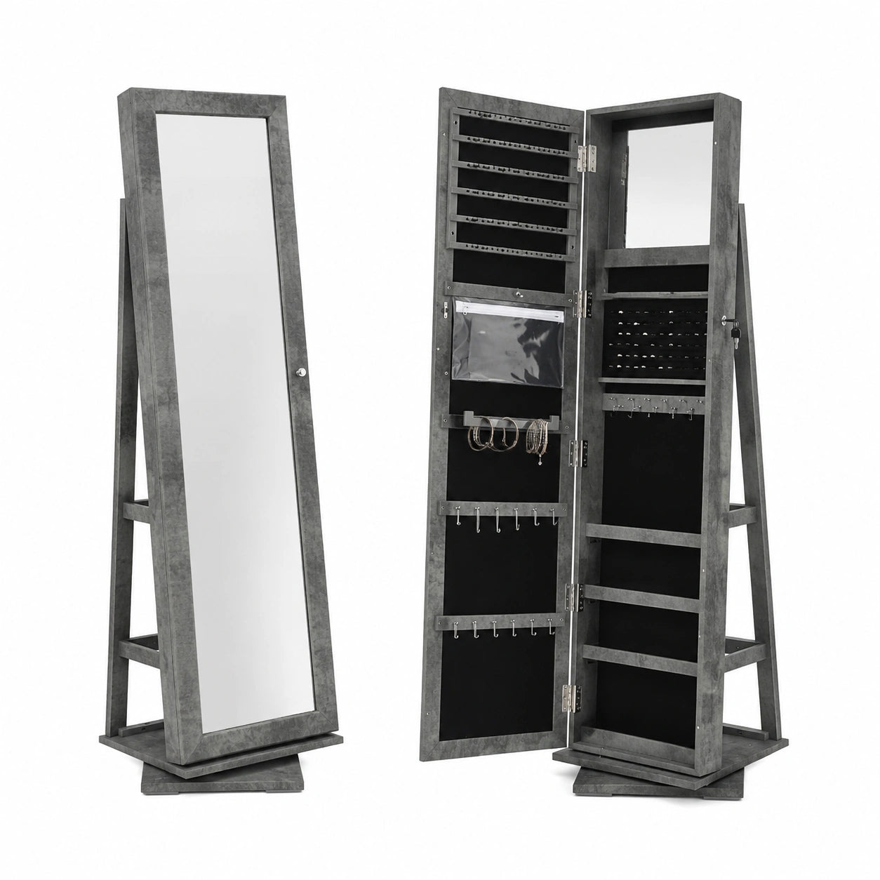 Armoire, pivotant, avec rangement, coloris gris, pour la chambre