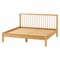 Lit, en bois massif et chêne, avec sommier, 140 x 190 cm, pour la chambre