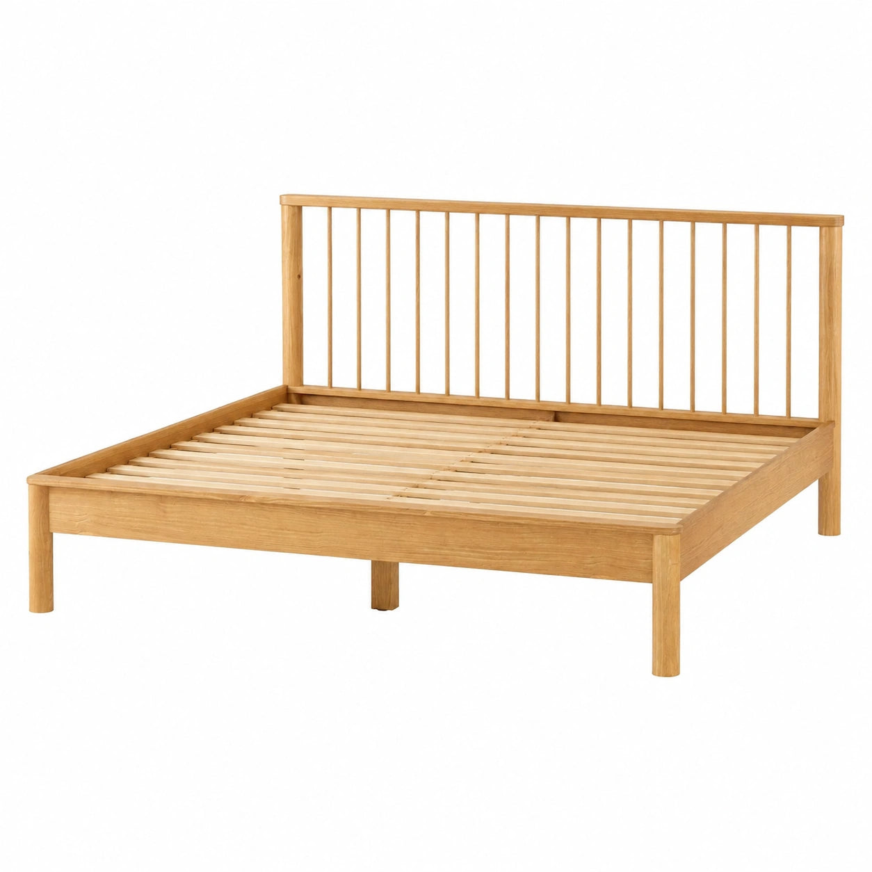 Lit, en bois massif et chêne, avec sommier, 140 x 190 cm, pour la chambre