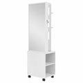 Armoire, pivotant, avec rangement, avec éclairage LED, coloris noir et blanc, pour la chambre